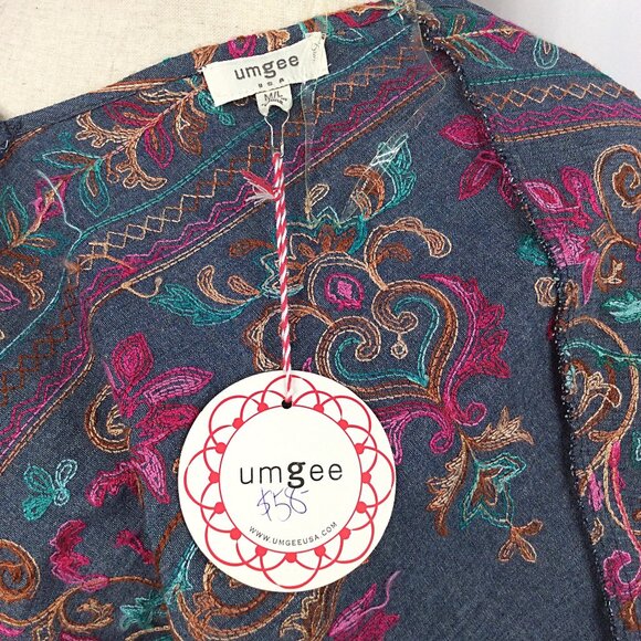 NWT Umgee Embroidered Open Kimono Duster Cardigan Floral Boho Side Slits - Picture 7 of 9
